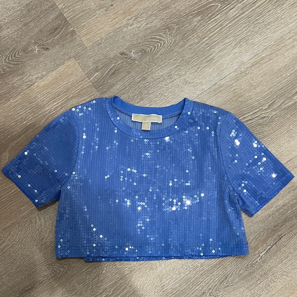 Michael Kors Blue Sequin Crop Top